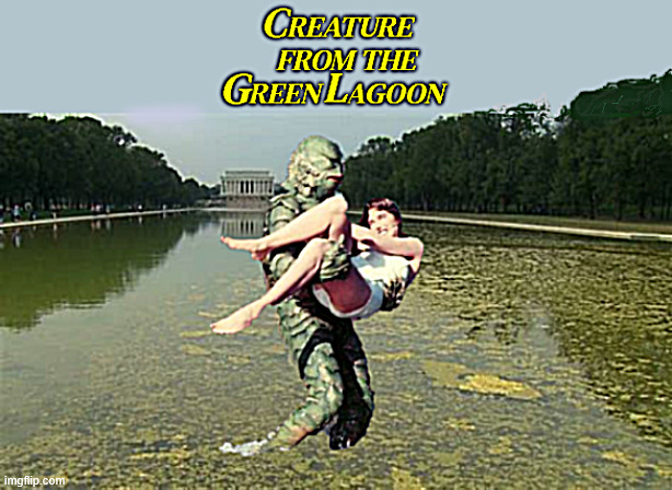 Creature from the Green Lagoon | image tagged in creature from the green lagoon,trump's algae gone wild,trump's swamp monster,maga monster,frankenswamp | made w/ Imgflip meme maker