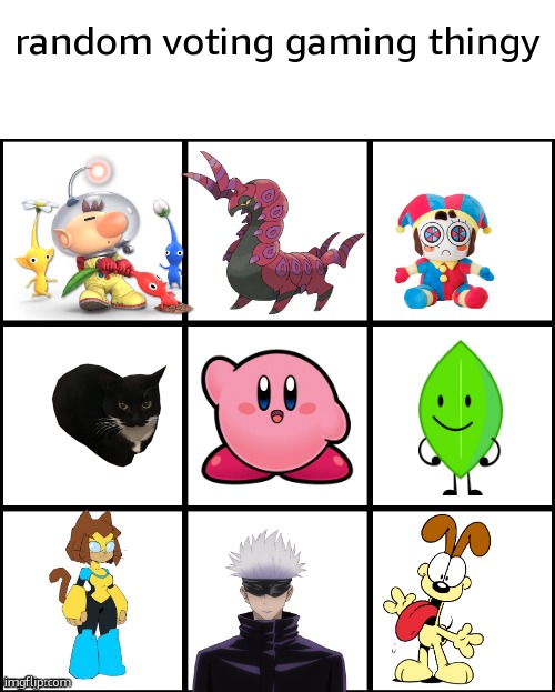 vote to eliminate | random voting gaming thingy | image tagged in grid with space | made w/ Imgflip meme maker