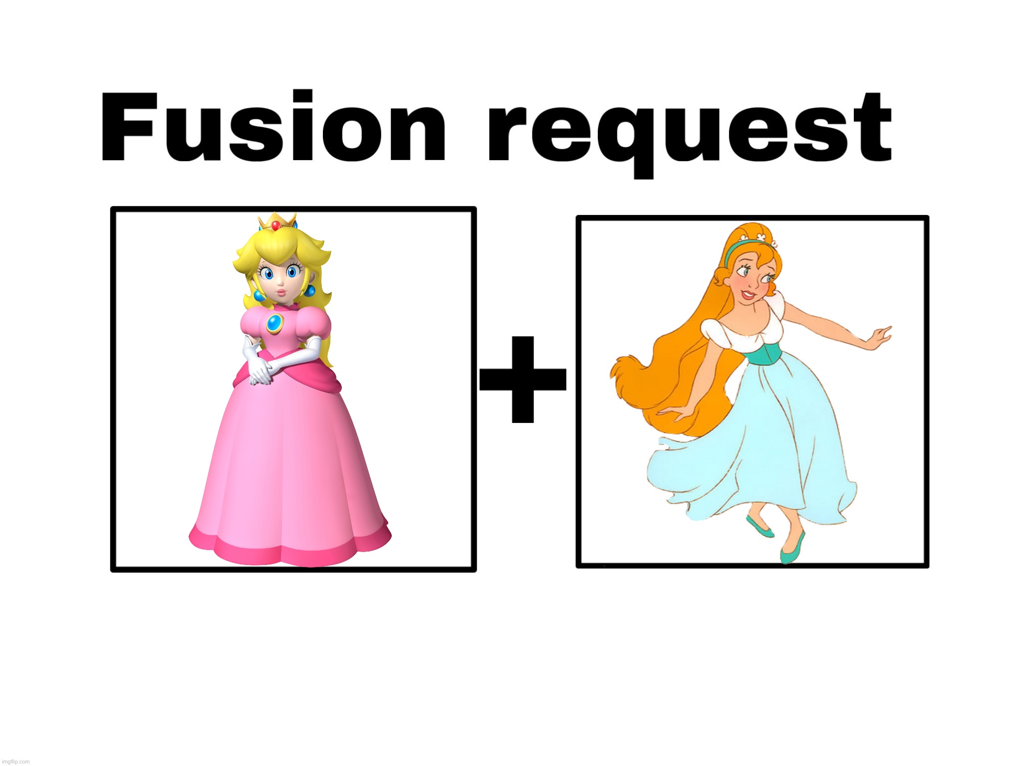 Fusion Request Peach and Thumbelina | image tagged in fusion request,princess peach,thumbelina,super mario bros,non disney princess,heroines | made w/ Imgflip meme maker