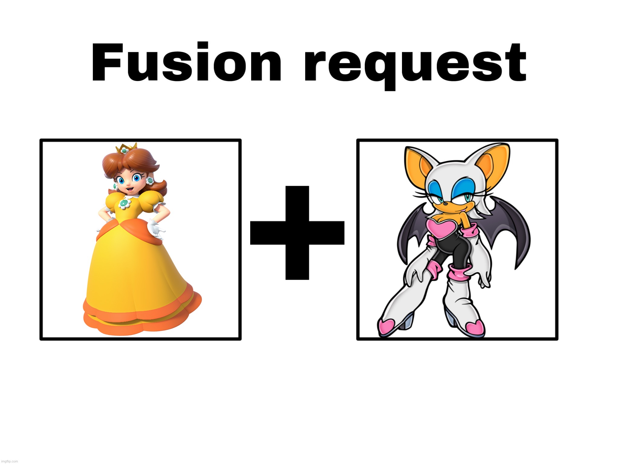 Request Fusion: Daisy and Rouge | image tagged in fusion request,rouge the bat,sonic,super smash bros,princess daisy,tomboys | made w/ Imgflip meme maker