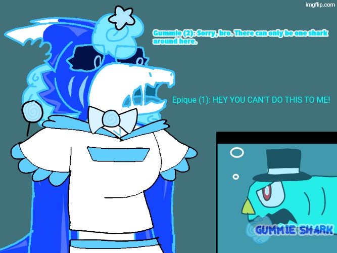 Hey EPIQUE! I made """""fanart""""" for you! | image tagged in epique,shark,there can be only one,anti aicp,go touch grass epique | made w/ Imgflip meme maker