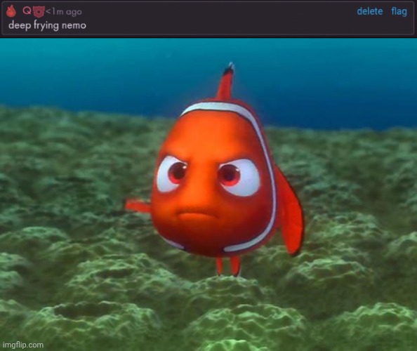 Frying Nemo fish and chips momento | image tagged in nemo,32 bit | made w/ Imgflip meme maker