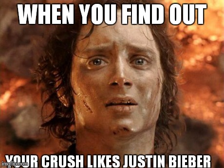 It's Finally Over | WHEN YOU FIND OUT YOUR CRUSH LIKES JUSTIN BIEBER | image tagged in memes,its finally over | made w/ Imgflip meme maker
