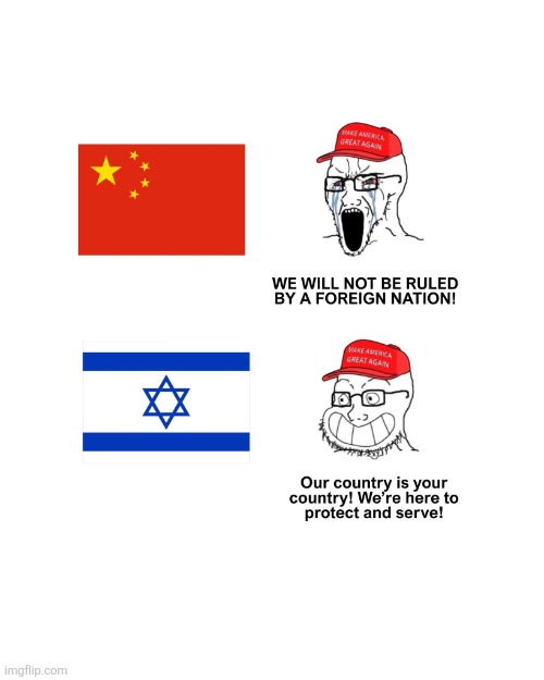 Servants of only one | image tagged in donald trump,trump,china,maga,israel,iran | made w/ Imgflip meme maker