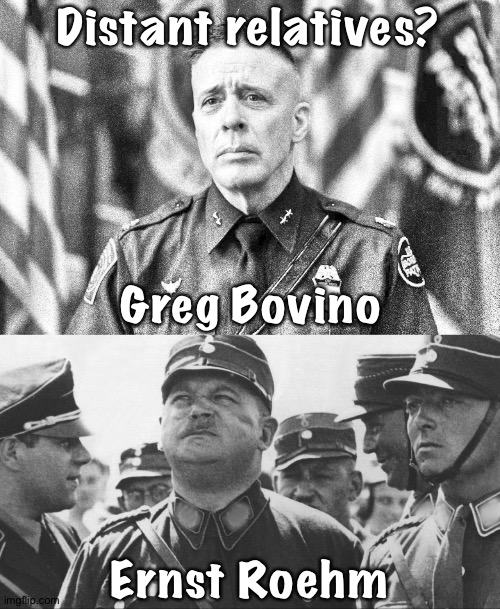Distant relatives? | Distant relatives? Greg Bovino; Ernst Roehm | image tagged in ernst roehm greg bovino | made w/ Imgflip meme maker