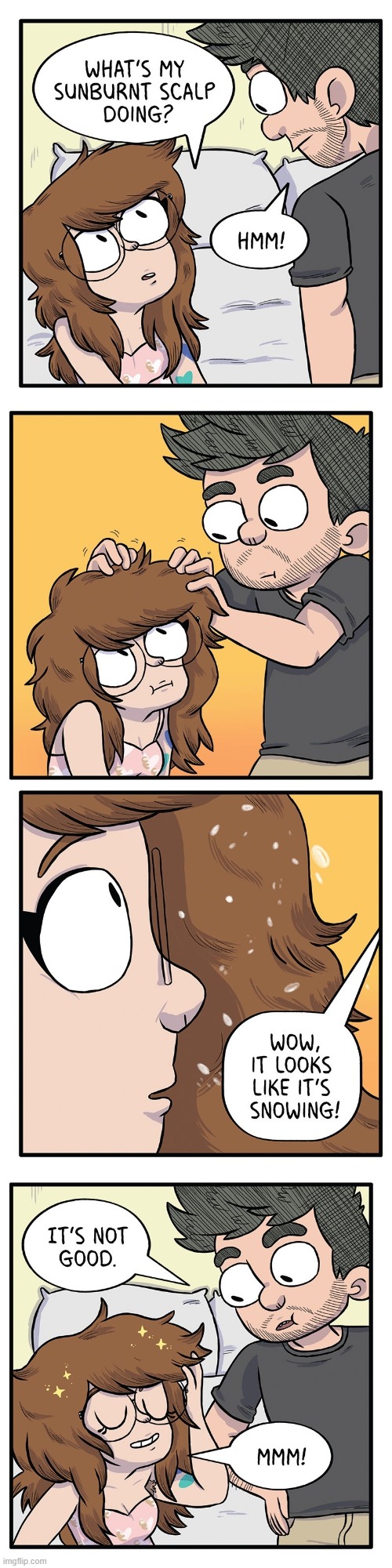 image tagged in scalp,sunburn,hair,dandruff,snow,gross | made w/ Imgflip meme maker