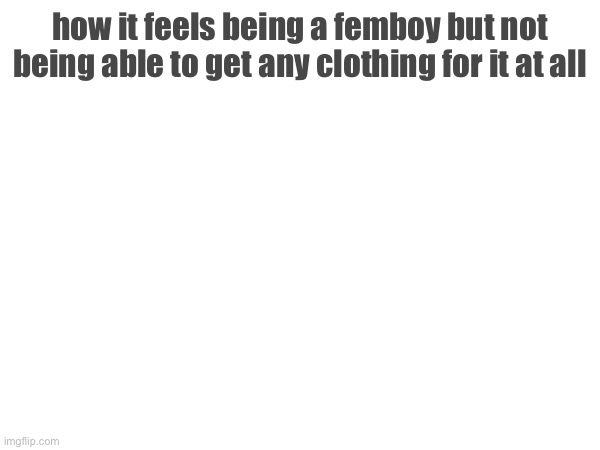 how it feels being a femboy but not being able to get any clothing for it at all | made w/ Imgflip meme maker