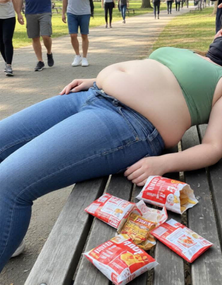 Funny fat lady at park Blank Meme Template