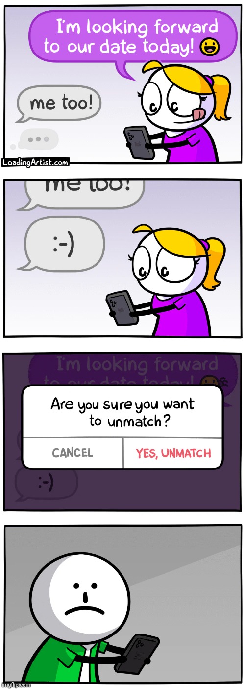 Texting | image tagged in date,texting,text messages,loading artist,text,comics/cartoons | made w/ Imgflip meme maker