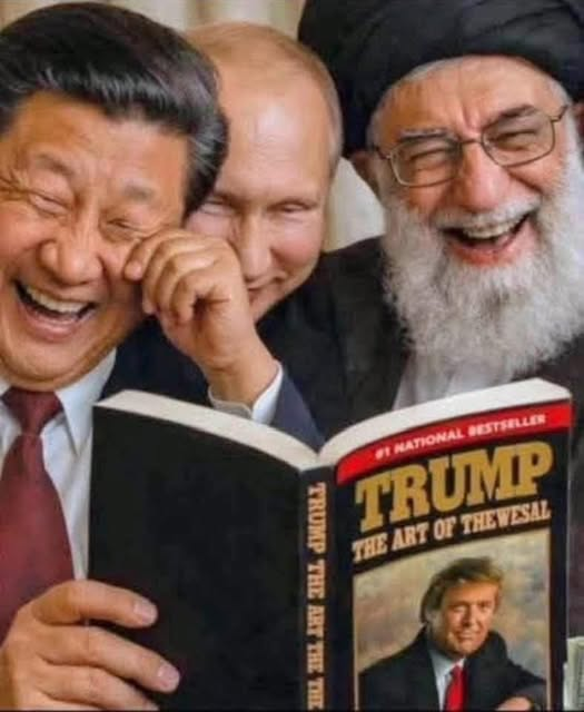 China, Russia and Iran laughing at Trump's book Blank Meme Template