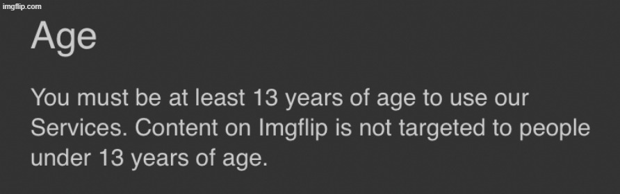 image tagged in imgflip terms of service age | made w/ Imgflip meme maker