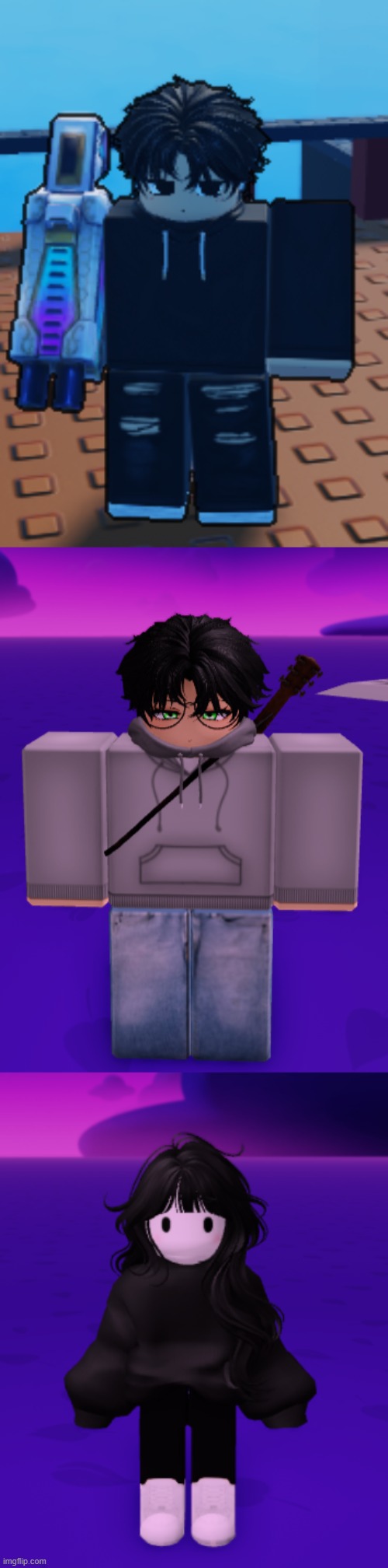 here ya go (first one is my actual avatar, 2nd one is my next avatar, and the 3rd one is just something I made that I like) | made w/ Imgflip meme maker