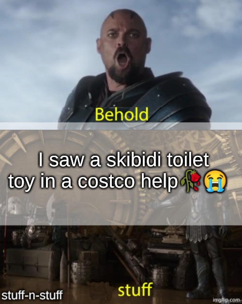 stuff-n-stuff announcement temp | I saw a skibidi toilet toy in a costco help🥀😭 | image tagged in stuff-n-stuff announcement temp | made w/ Imgflip meme maker
