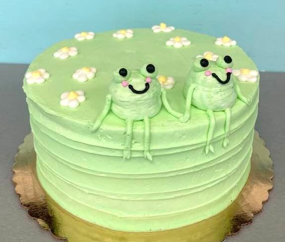 Frog cake holding hands Blank Meme Template