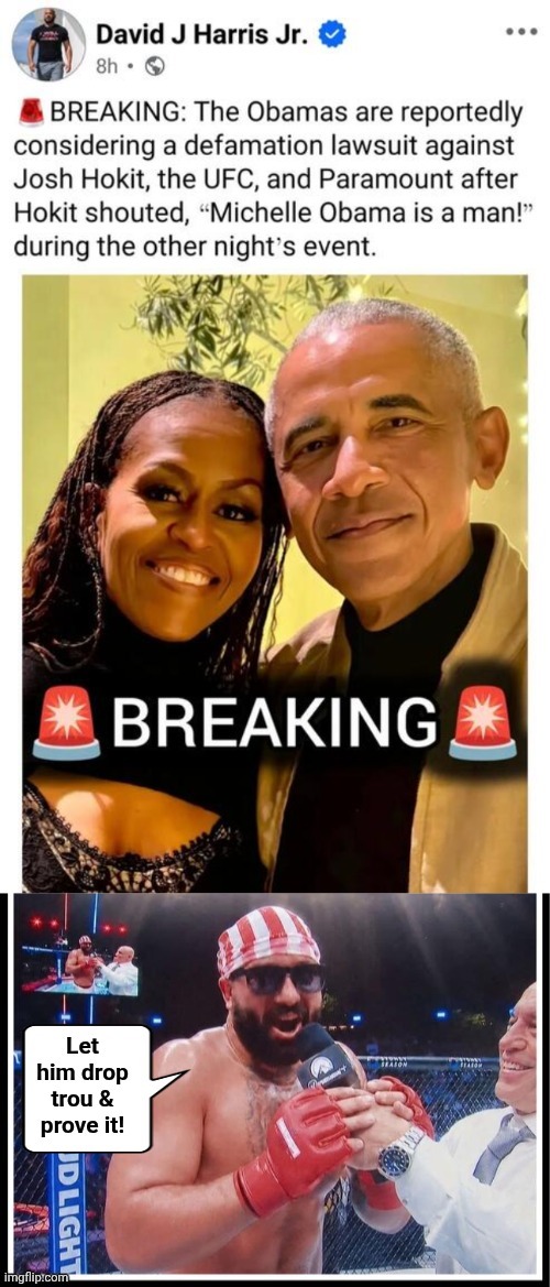 Big Mike needs to drop his britches and prove it | image tagged in big mike is gonna sue,ufc | made w/ Imgflip meme maker