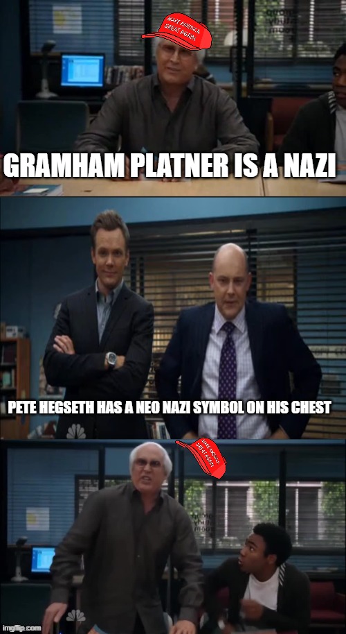 MAGA Snowflake | Gramham platner is a nazi; Pete hegseth has a neo nazi symbol on his chest | image tagged in maga snowflake | made w/ Imgflip meme maker