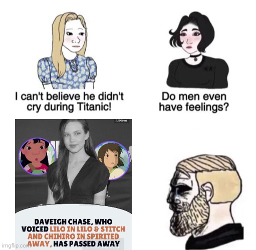 I'm sorry to all who love her... | image tagged in chad crying,rip,sad | made w/ Imgflip meme maker