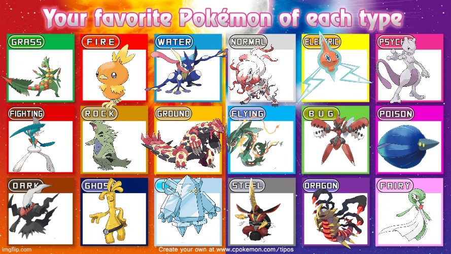 gm | image tagged in your favorite pokemon of each type | made w/ Imgflip meme maker