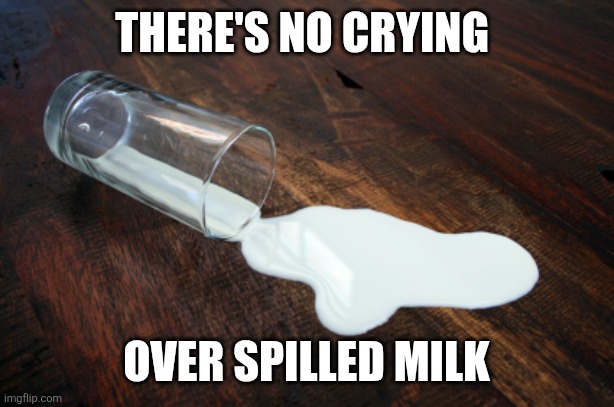 Milk | There's no crying; Over spilled milk | image tagged in spilled milk,funny memes | made w/ Imgflip meme maker