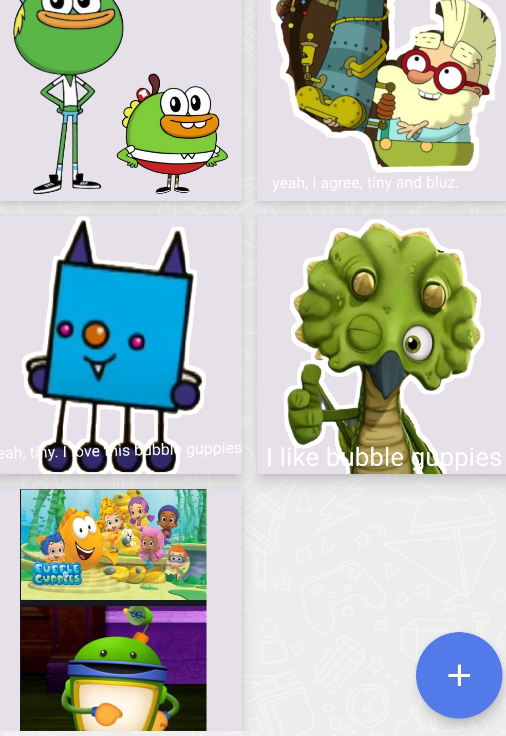 Buhdeuce swaysway tiny bluz doc and bot likes bubble guppies Blank Meme Template