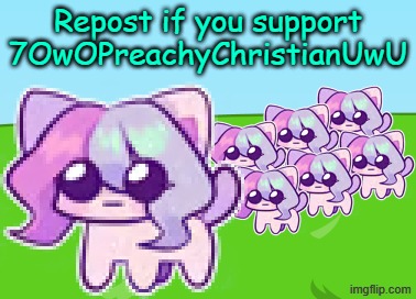 I Support 7OwOPreachyChristianUwU | image tagged in repost if you support 7owopreachychristianuwu,memes,repost this,based | made w/ Imgflip meme maker
