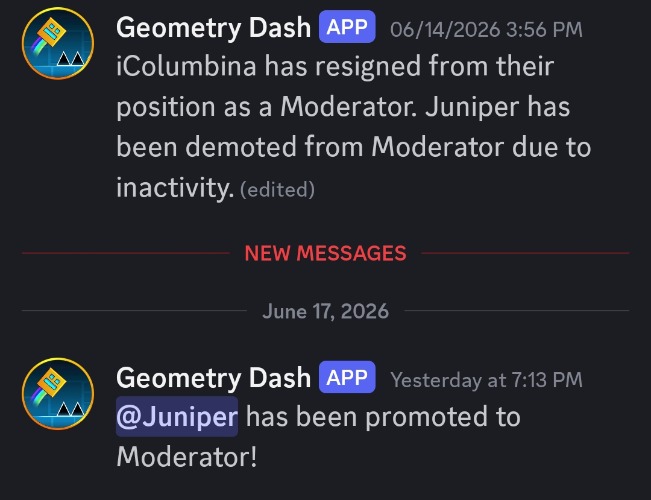 Was this the wake up call Juniper needed lmao | image tagged in geometry dash,wake up,mods,notifications,inactive,juniper | made w/ Imgflip meme maker