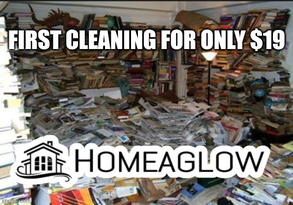 Not safe for maid | First cleaning for only $19 | image tagged in hoarder,messy,maid,trash,junk,dumpster | made w/ Imgflip meme maker
