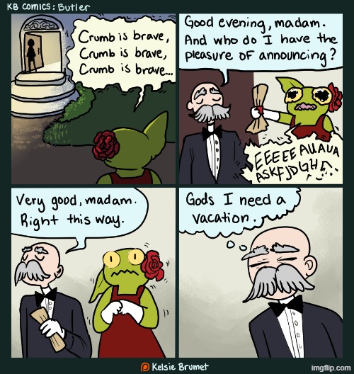 image tagged in goblin,butler,announcement | made w/ Imgflip meme maker