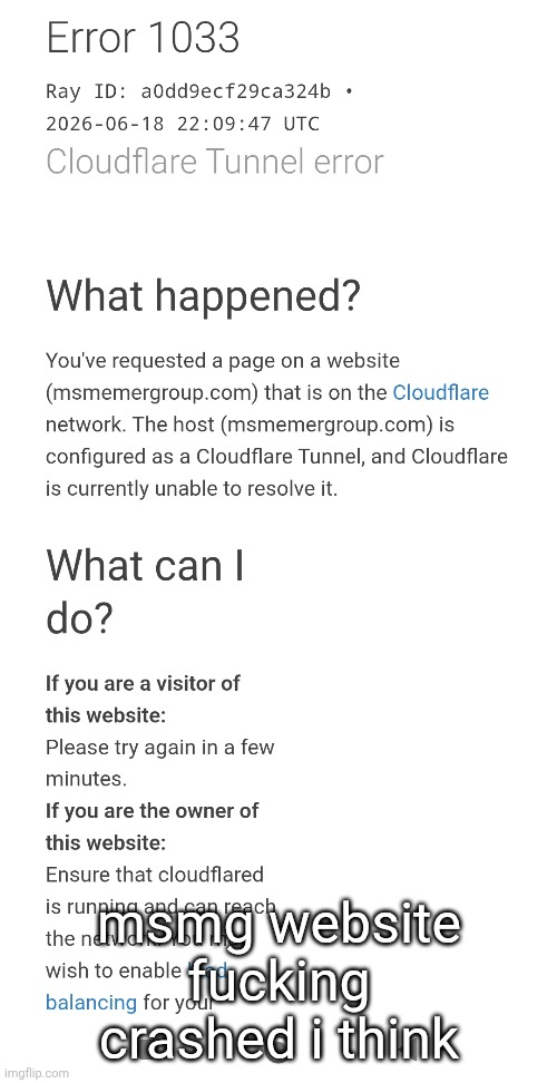 msmg website fucking crashed i think | made w/ Imgflip meme maker