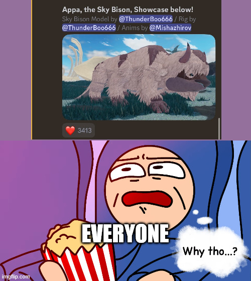 are we fr? | everyone | image tagged in the evaluator why tho,roblox,creatures of sonaria,avatar the last airbender | made w/ Imgflip meme maker