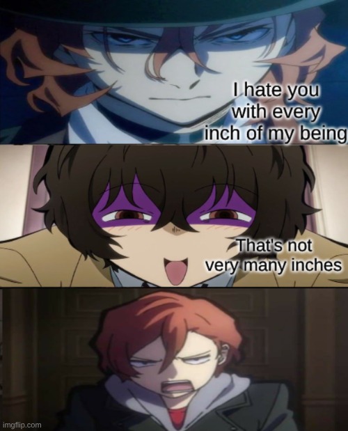 Dazai shall roast Chuuya to ashes | image tagged in bsd,anime,roasts | made w/ Imgflip meme maker