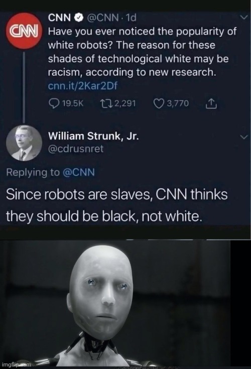 CNN is racist | image tagged in img 4 jpeg,i robot will smith,cnn fake news | made w/ Imgflip meme maker