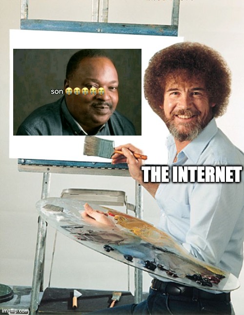 Son is a work of art | the internet | image tagged in bob ross blank canvas,memes,son,anthony mackie | made w/ Imgflip meme maker