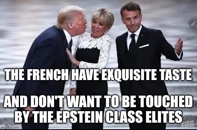 Release the files! | The French have exquisite taste; And don't want to be touched by the epstein class elites | image tagged in brigitte macron hates donald trump,donald trump,trump unfit unqualified dangerous,jeffrey epstein,creepy guy | made w/ Imgflip meme maker