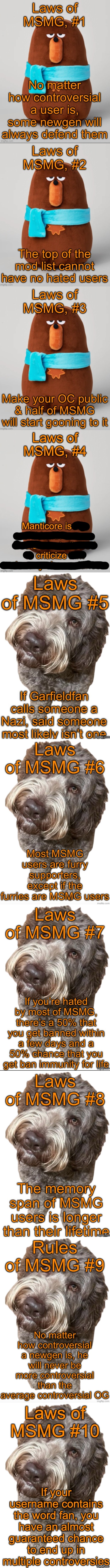 The whole compilation of MSMG laws | image tagged in laws of msmg | made w/ Imgflip meme maker