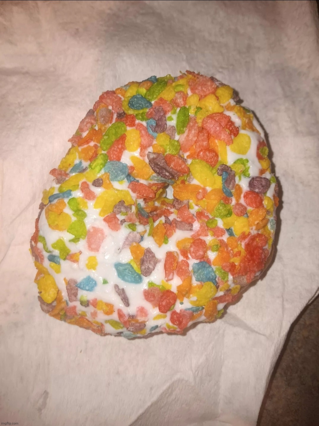 donut my dad brought me from his work, unrelated but I wanna show it off for some reason (1/2) | made w/ Imgflip meme maker