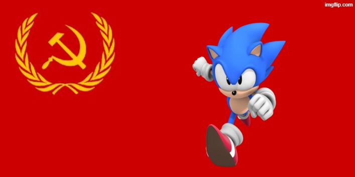 communist sonic (I don't support communism) | image tagged in russian flag,communist,sonic,shitpost | made w/ Imgflip meme maker