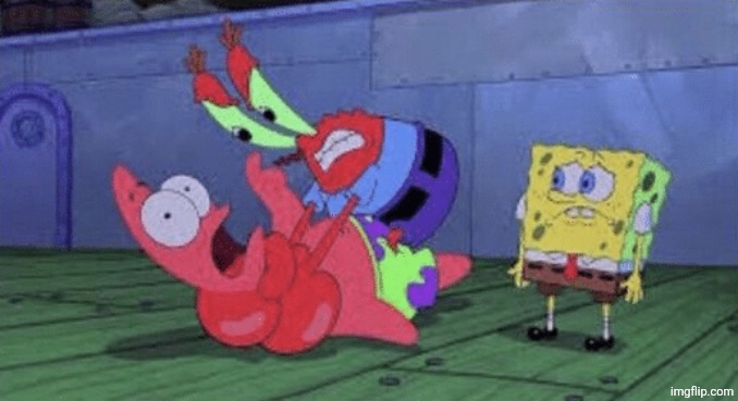 Mr. Krabs Choking Patrick | image tagged in mr krabs choking patrick | made w/ Imgflip meme maker