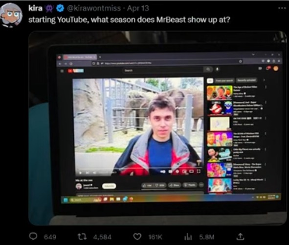 image tagged in youtube,binge watching,me at the zoo,jawed,memes,mr beast | made w/ Imgflip meme maker