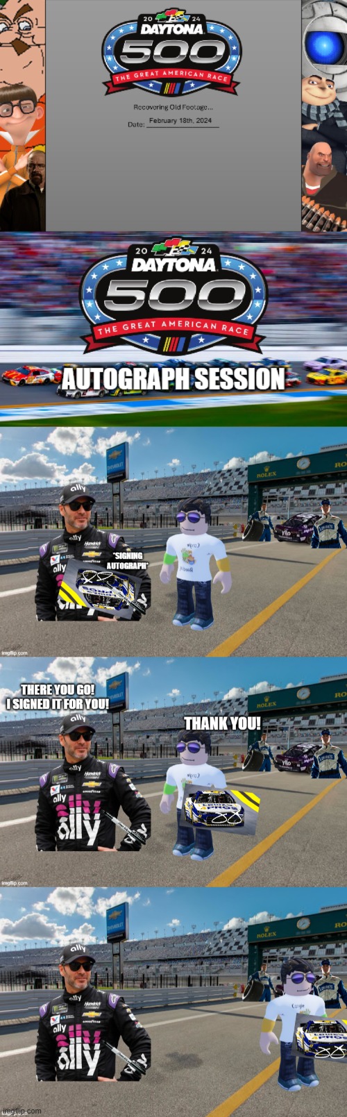 2024 Daytona 500 (Remastered) (Pre-race P1: Autograph Session) | made w/ Imgflip meme maker