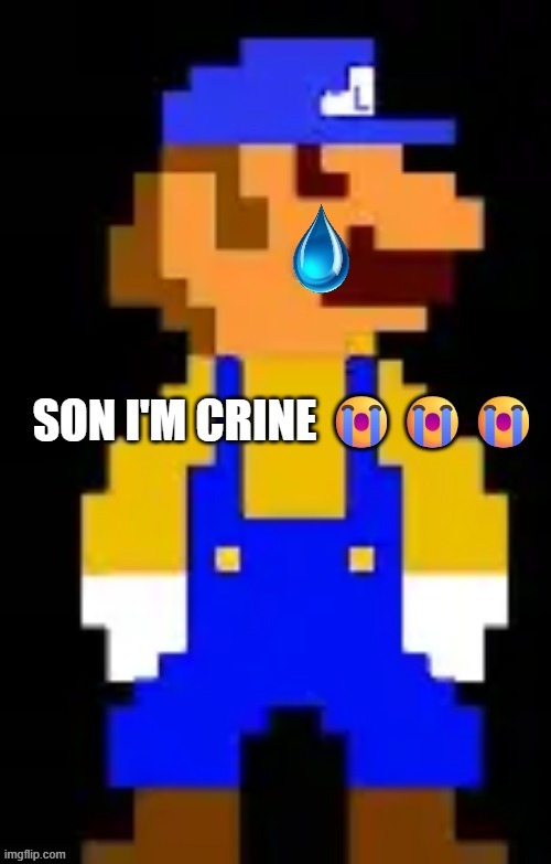 Luigi Son I'm Crine | image tagged in luigi son i'm crine | made w/ Imgflip meme maker