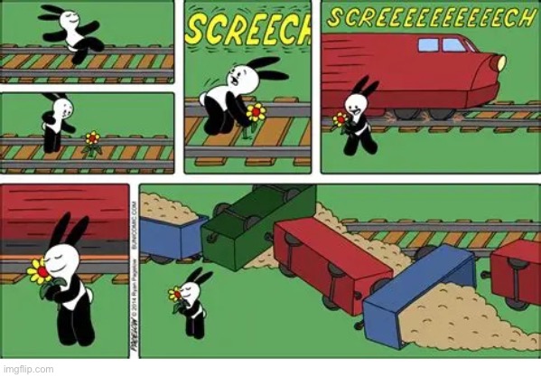 Buni Comics | image tagged in comics,buni comics,railroad,flower,save,derailment | made w/ Imgflip meme maker