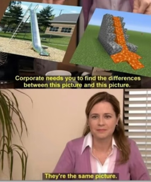 image tagged in minecraft,slide,playground,hot,lava,burning | made w/ Imgflip meme maker