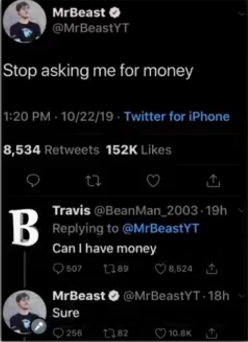 image tagged in mr beast,money,comments,funny | made w/ Imgflip meme maker