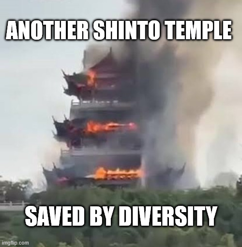 Shinto Temple | Another Shinto Temple; saved by diversity | image tagged in shinto temple | made w/ Imgflip meme maker
