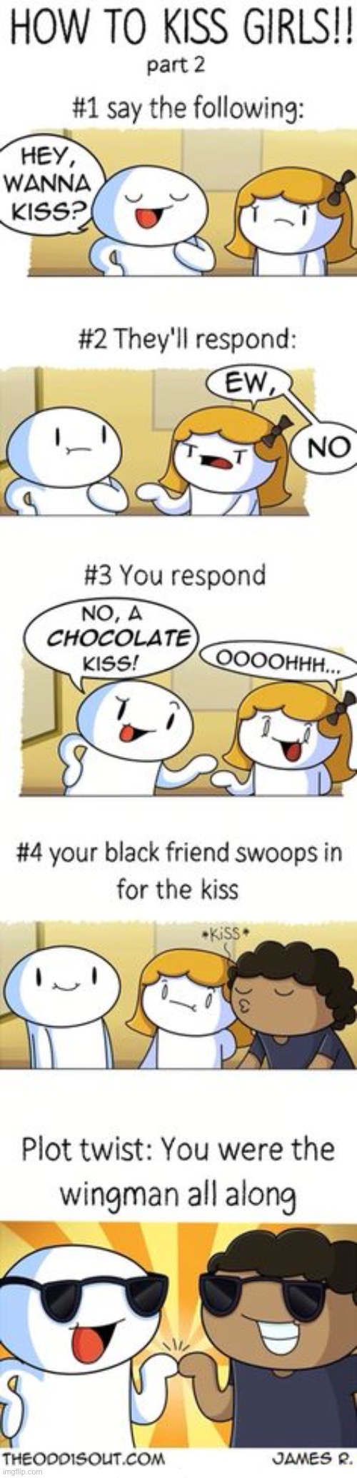 The Odd 1s Out | image tagged in comics,the odd 1s out,kiss,girls,black friend,wingman | made w/ Imgflip meme maker