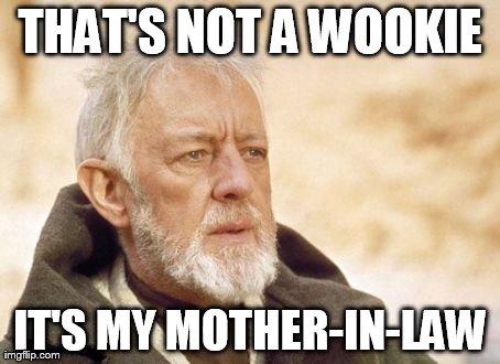 Obi Wan Kenobi | THAT'S NOT A WOOKIE IT'S MY MOTHER-IN-LAW | image tagged in memes,obi wan kenobi | made w/ Imgflip meme maker