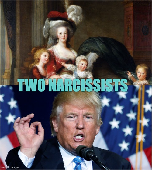 Marie Antoinette - Trump | Two narcissists | image tagged in marie antoinette - trump | made w/ Imgflip meme maker