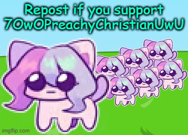 I Support 7OwOPreachyChristianUwU | image tagged in repost if you support 7owopreachychristianuwu,memes,repost this,based | made w/ Imgflip meme maker