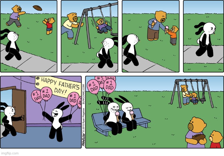 Buni Comics - Happy Father’s Day! | image tagged in comics,buni comics,fathers day,balloons,ice cream,happy | made w/ Imgflip meme maker